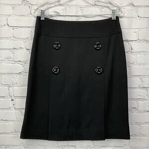 Etcetera Skirt Women's Size 8 Black Career Large Button Accents Business Travel